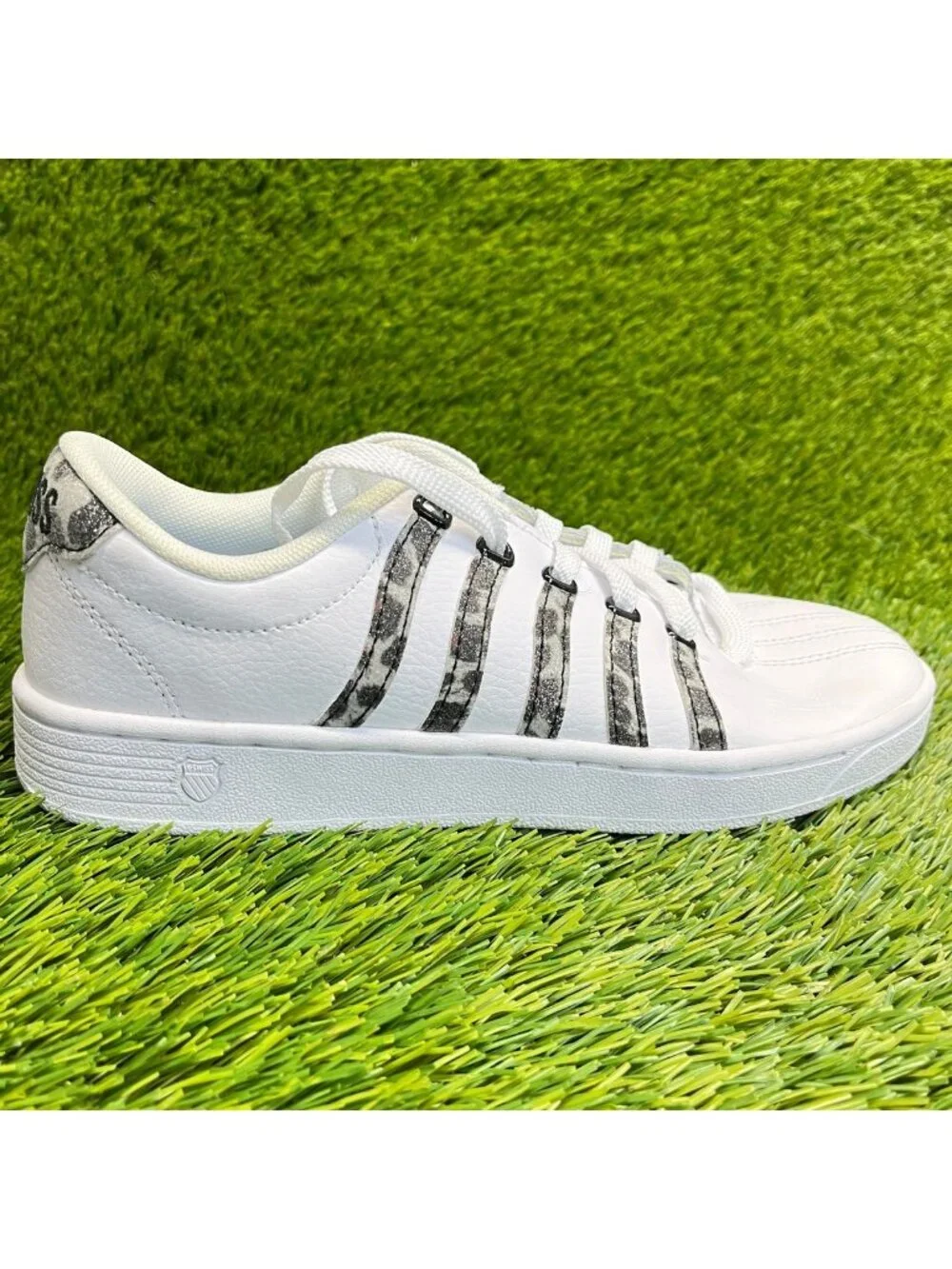 K-Swiss Court Pro II Leopard Womens Size 6.5 White Black Athletic Shoes Sneakers